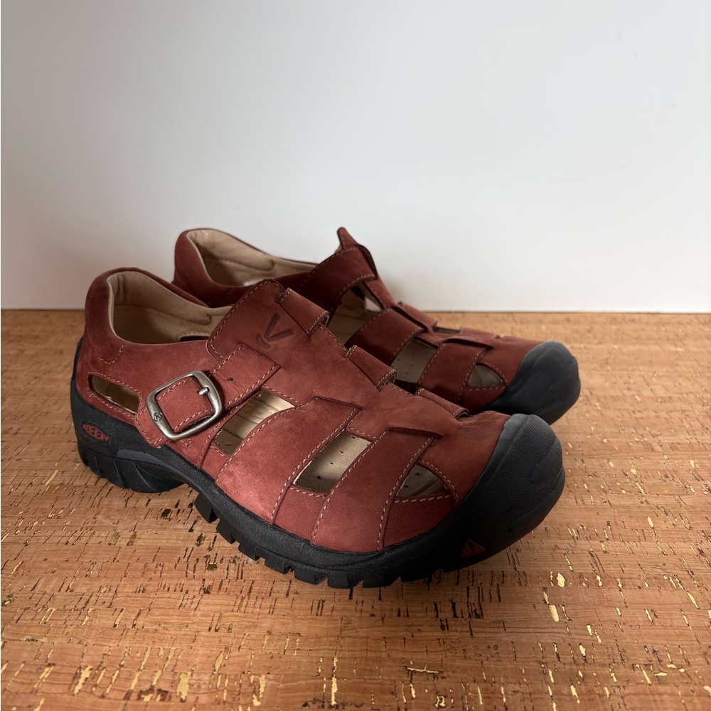 KEEN Terracotta Red Leather Fisherman Sandals